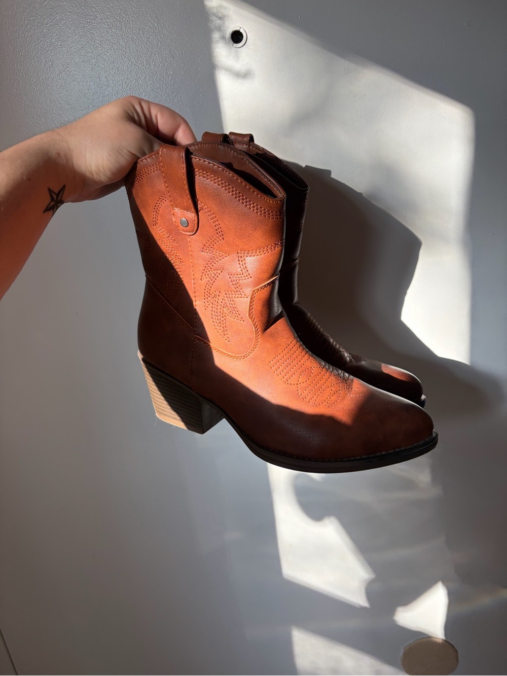 Cowgirl boots Western Ankle Boots with Block Heel